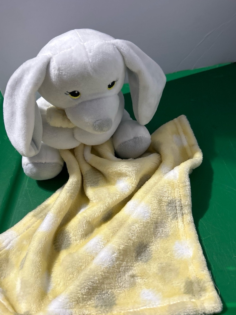 White Plush Puppy Lovey with Soft Yellow Blanket